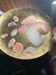 Seashells on Gold Leaf Decorative Plate