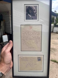 Framed Rudyard Kipling Autographed Letter, Portrait, and Envelope