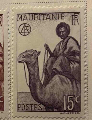 Mauritania 15c Postage Stamp 'A.E.F. Camel and Rider' Series