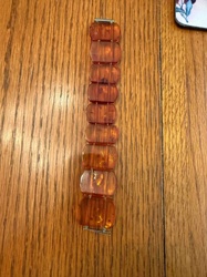 Amber-colored Barrel Bead Stretch Bracelet
