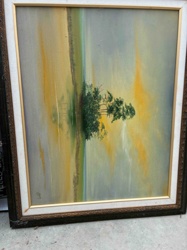 Seascape with Island and Reflections Oil Painting