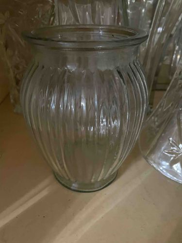 Ribbed Clear Glass Vase