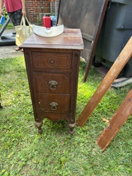 Antique/Vintage Wooden Nightstand with Decorative Carvings and Drawers