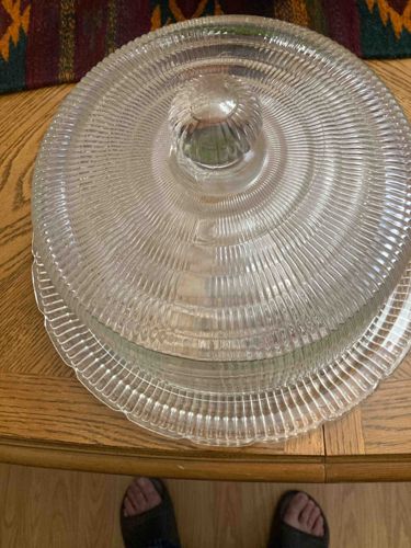 Vintage Pressed Glass Cake Plate and Dome Cover