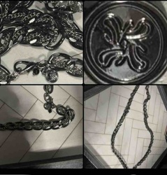 Multi-Chain Gunmetal Necklace with Designer Charm