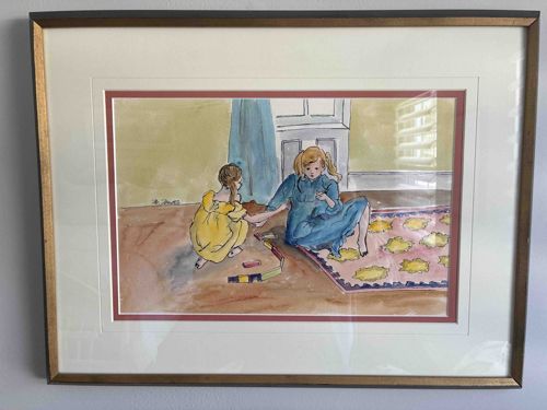 Watercolor Painting of Children Playing