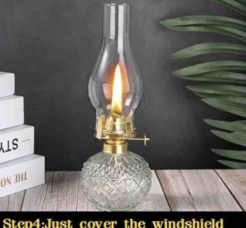 Vintage-Style Glass Hurricane Oil Lamp
