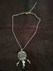 Pendant Necklace with Oval Cabochon and Dangles