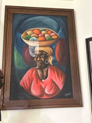 African Woman with Basket Portrait Painting