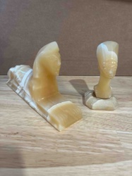 Pair of Mid-Century Carved Calcite/Onyx Figurative Sculptures