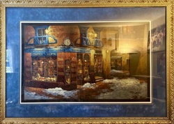 Framed Art Print: 'Numismatica La Gloria' Street Scene (Attributed to Viktor Schvaiko style)