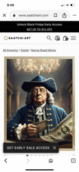 Benjamin Franklin Holding Money (Digital on Canvas)