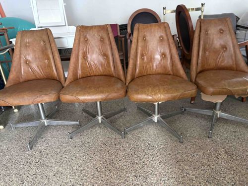 Set of 4 Mid-Century Modern Swivel Dining Chairs