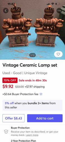Pair of Vintage Ceramic Novelty Table Lamps