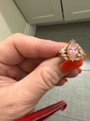 Marquise Pink Stone Ring with Clear Accents