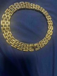 Gold-Toned Flat Panther Link Necklace/Choker