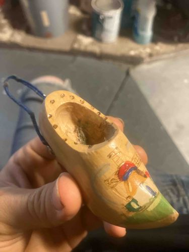 Miniature Wooden Clog Ornament with Painted Scene