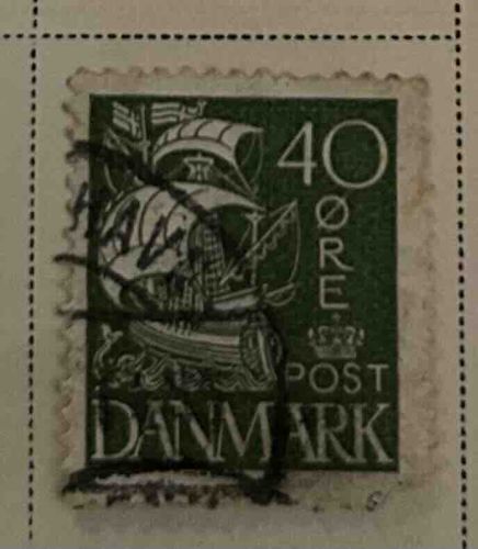 Denmark 40 Øre Postage Stamp with Viking Ship Motif