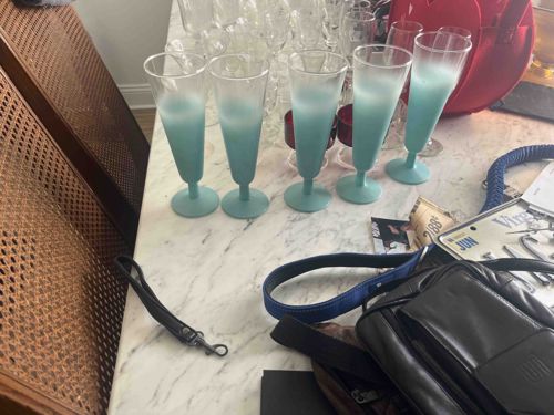 Libbey "Frosted Turquoise" Ombre Champagne Flutes