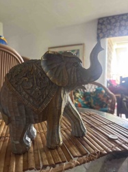 Carved Wooden Elephant Figurine