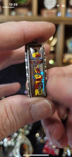 Haida / Tlingit Style Totem Pole Abalone Inlay Silver Pendant