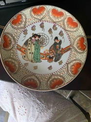 Vintage Kutani Japanese Porcelain Geisha Deco Plate