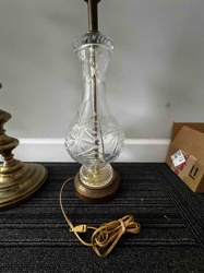 Vintage Cut Crystal Table Lamp with Brass Base