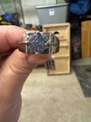 Men's Ring with Iridescent Druzy Stone