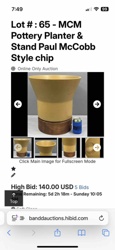 MCM Pottery Planter & Stand (Paul McCobb Style)