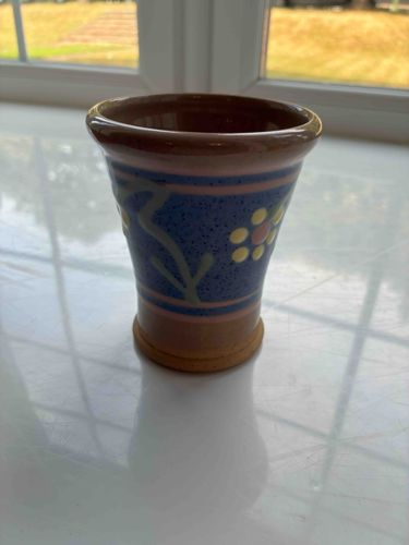 Hand-Painted Ceramic Vase with Floral Design