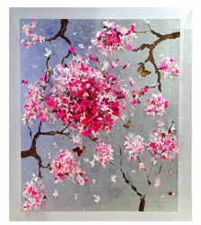 Lis Sam Original Mixed Media 3D Cherry Blossom Artwork