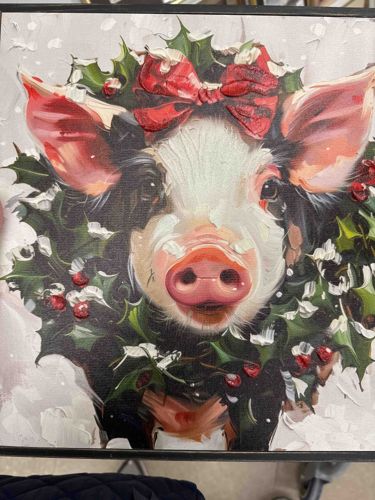 Whimsical Festive Pig Canvas Wall Art