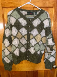 Vintage Outback Red Argyle Mohair and Wool Cardigan