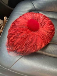 Red Feather and Veiling Fascinator or Pillbox Hat