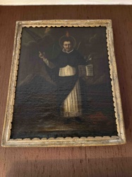 Painting of Saint Dominic with Flaming Heart and Book
