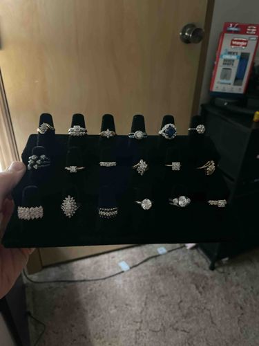 Velvet Ring Display Stand with Assorted Rings