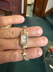 Vintage Ladies' Gold-Tone Wristwatch with Tooth Charm