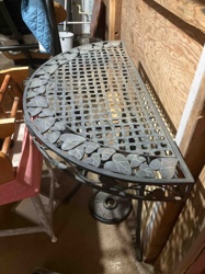 Demi-Lune Cast Iron Patio Table with Leaf Motif