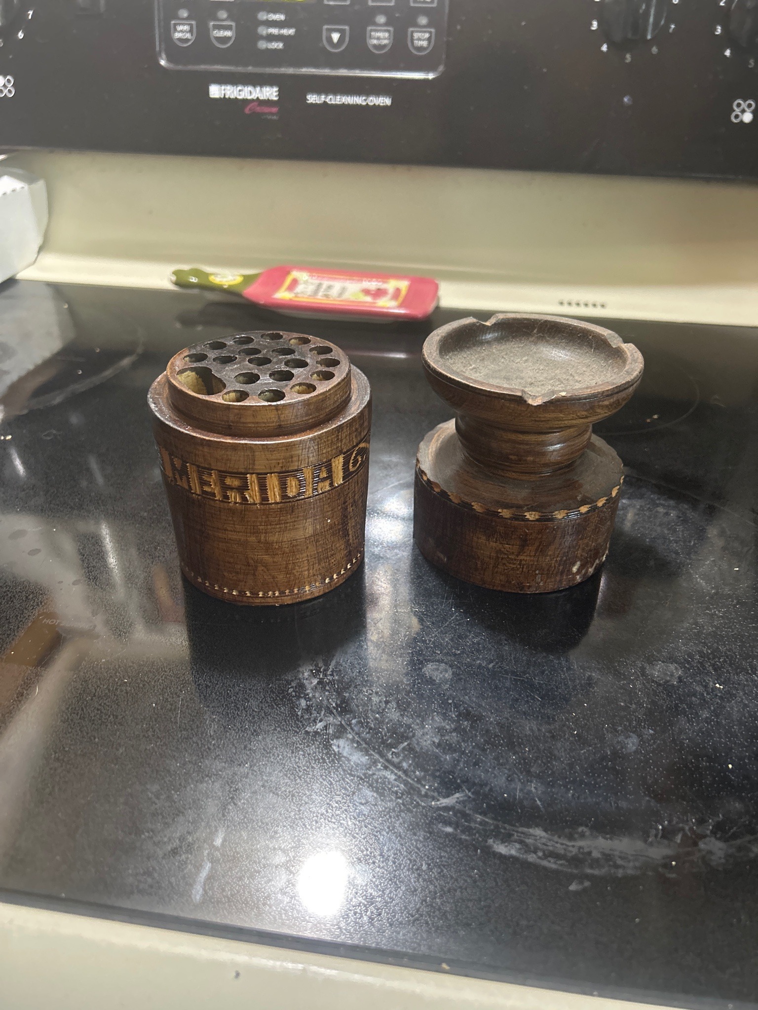 Submitted photo of Carved wooden smoking accessory set