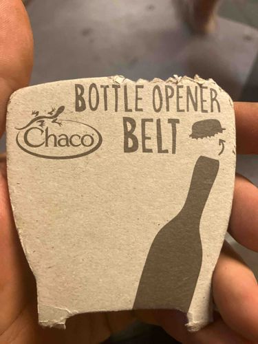 Chaco Bottle Opener Belt Packaging Tag