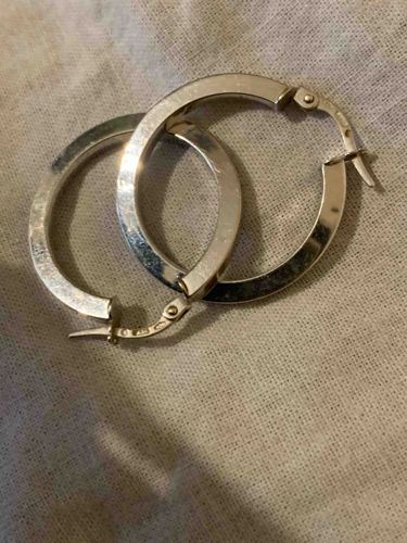 Silver-Toned Flat Hoop Earrings