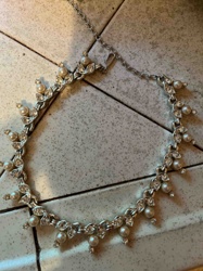 Vintage Rhinestone and Faux Pearl Choker Necklace
