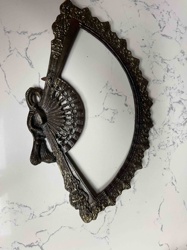 Ornate Half-Moon Metal Frame with Peacock Motif