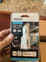 DIGITAC Smart Series Two-in-One Home & Car Travel USB Charger