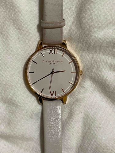 Olivia Burton "The Dandy" or similar series Quartz Watch with Rose Gold-Tone Case and White Leather Strap
