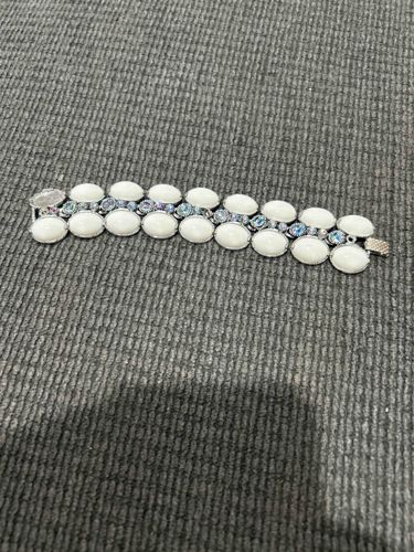 Faux Pearl and Rhinestone Panel Bracelet