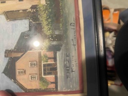 Framed Watercolor Painting of a House, Signed 'THEZE 1945'