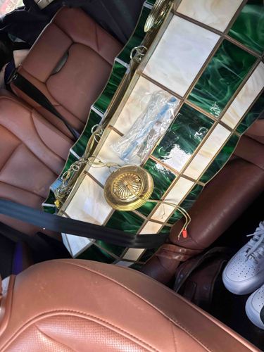 Vintage Stained Glass Bilard / Pool Table Light Fixture