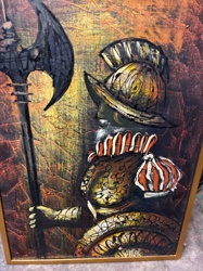 Textured Conquistador with Halberd Relief Painting