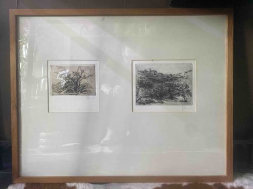 Pair of Landscape Etchings in a Single Frame